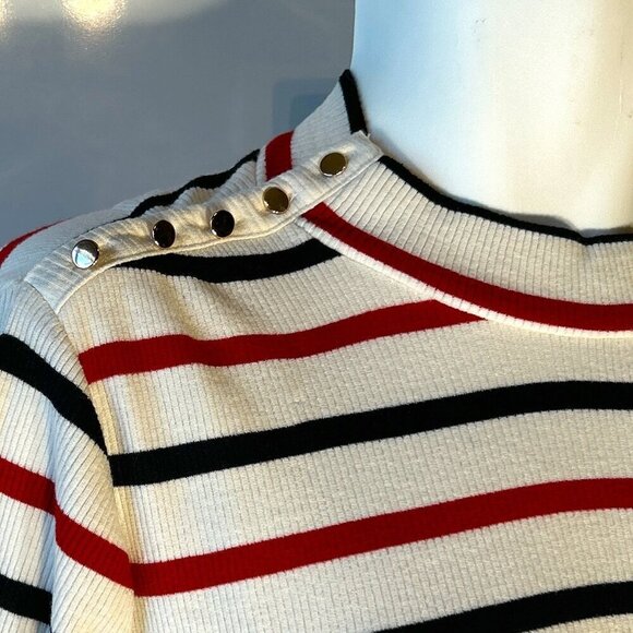 Lane Bryant SZ18/20 Blk Red White Stripe Sweater Parisian Capsule Preppy Academi - Picture 5 of 11